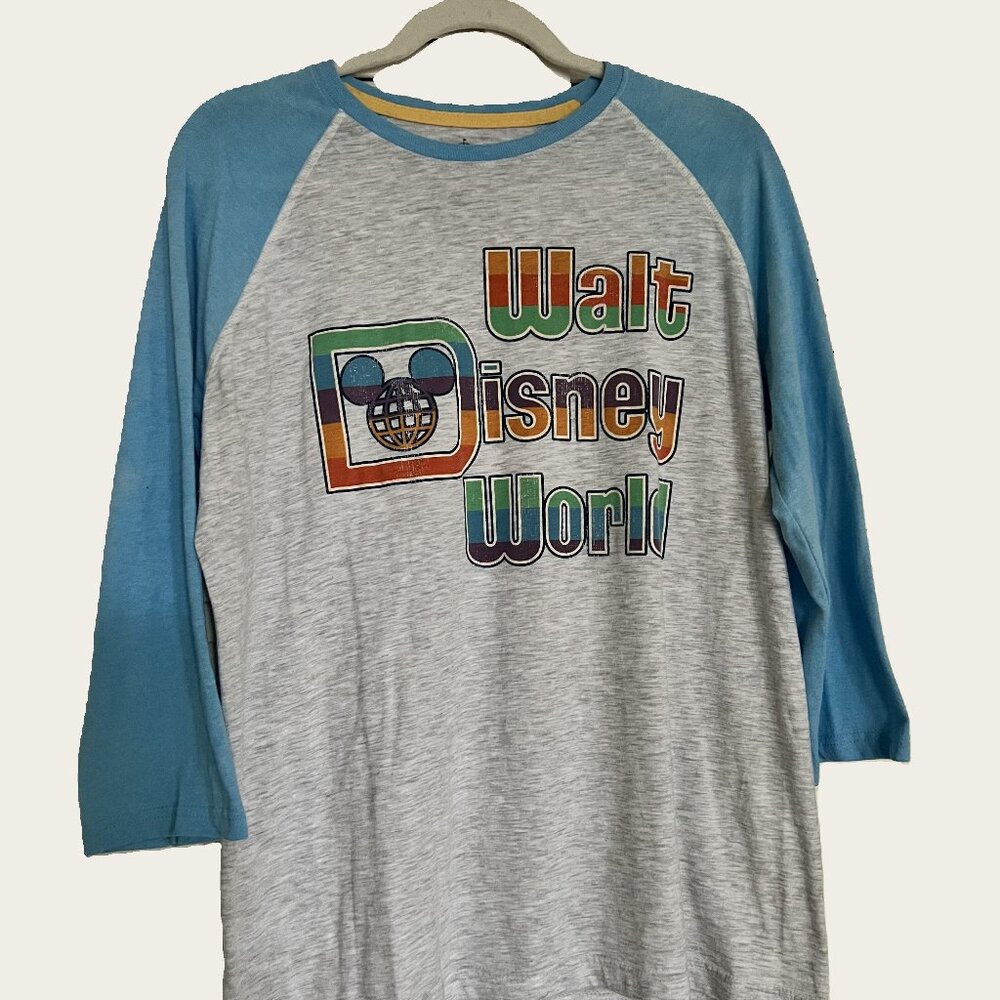 Walt Disney World Retro Colorful‎ Logo Baseball T-Shirt Size M